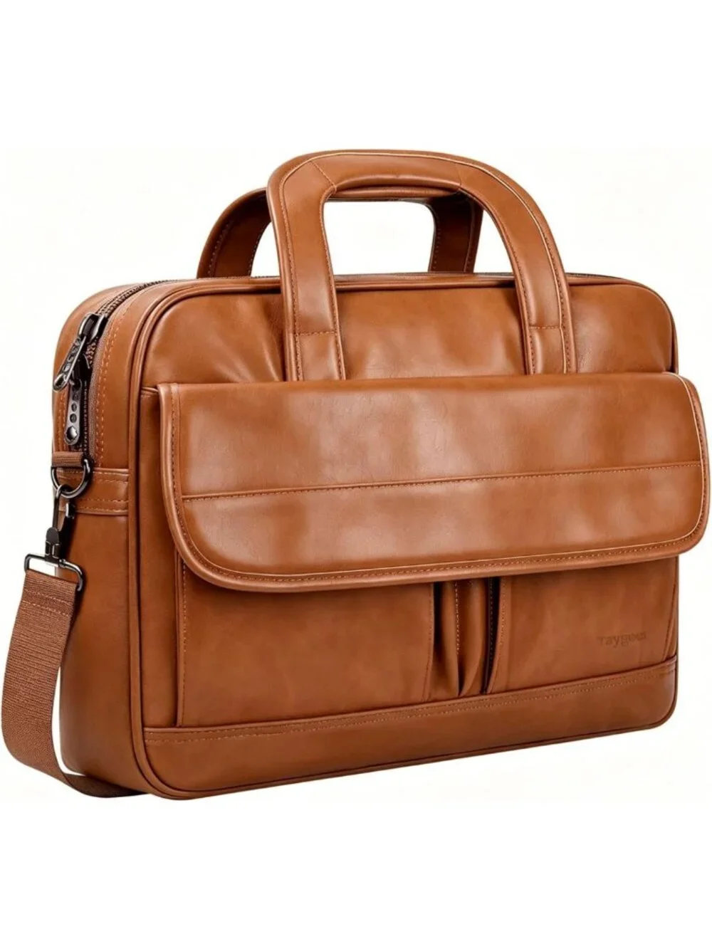 Stylish Brown Leather Laptop Bag for Men, 15.6